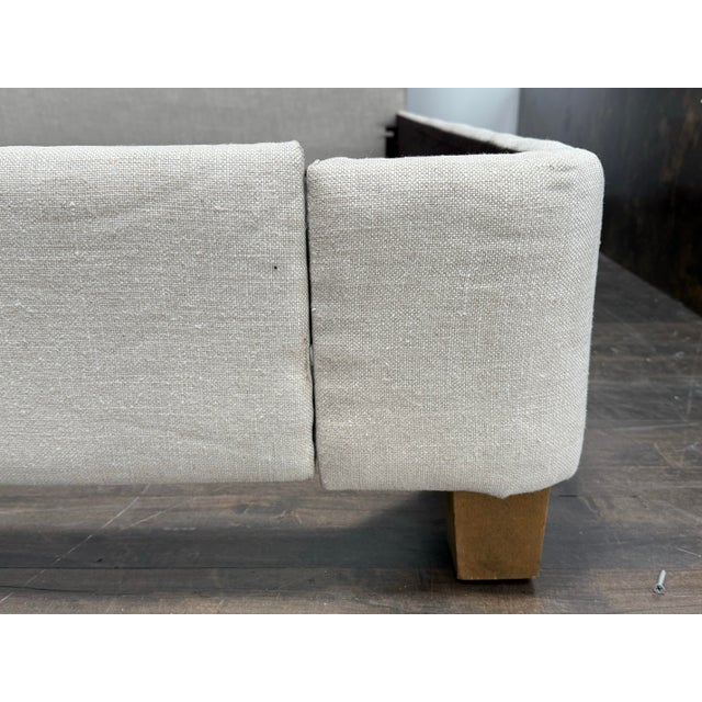 Cream California King Restoration Hardware Lathem Upholstered Bed Frame For Sale - Image 8 of 12