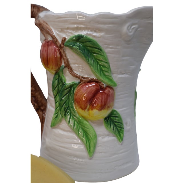 Late 20th Century Vintage Whimsical Ceramic Peach Still-Life Collection Omnibus Pitcher, Barbara Eigen Platter & Peaches For Sale - Image 5 of 18