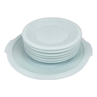 Glacier Blue Opaline Dessert Serving, 1950s, Set of 7 For Sale
