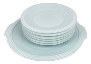 Glacier Blue Opaline Dessert Serving, 1950s, Set of 7