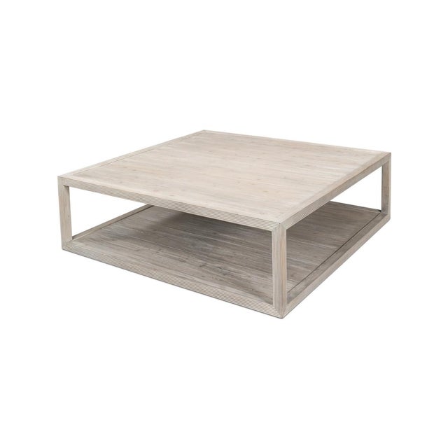 2020s Coastal Style Large Square Coffee Table For Sale - Image 5 of 13