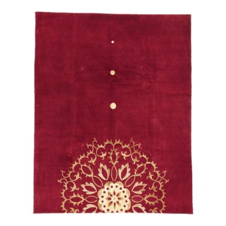 Late 20th Century Red Chinese Rug With Floral Mandala, 07'09 X 09'10 For Sale