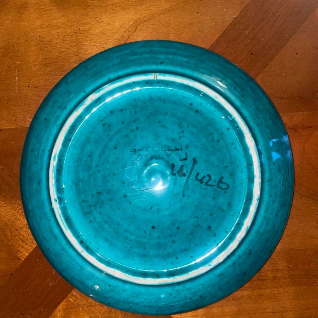 Baldelli Italian Ceramic Dinnerware in vibrant turquoise and cobalt blue. Each place setting includes 4 items: one 10.75”...