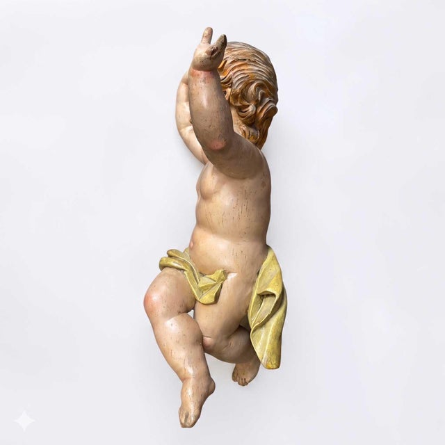 Italian Baroque Artist, Cherub Sculptures, 1650, Lacquered Wood, Set of 2 For Sale - Image 8 of 18