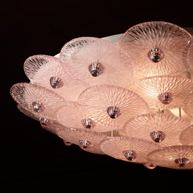 Pink Venetian Glass Flush Mount by Carlo Nason, Murano, Italy For Sale - Image 9 of 9