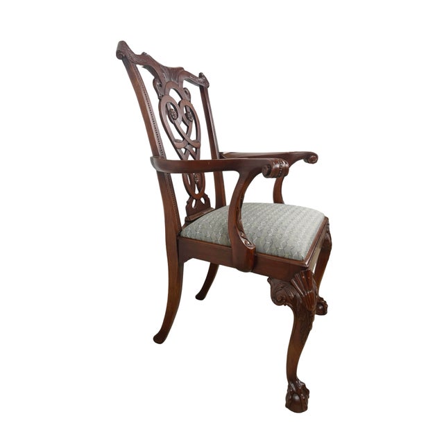 Late 20th Century Vintage Maitland-Smith Chippendale Carved Armchair With Ball-and-Claw Feet For Sale - Image 5 of 12