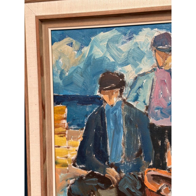 Svend Nielsen, Figures at the Fish Shed, 1950s, Oil on Canvas, Framed For Sale - Image 5 of 16