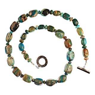 Blue Peruvian Opal Nugget Necklace For Sale