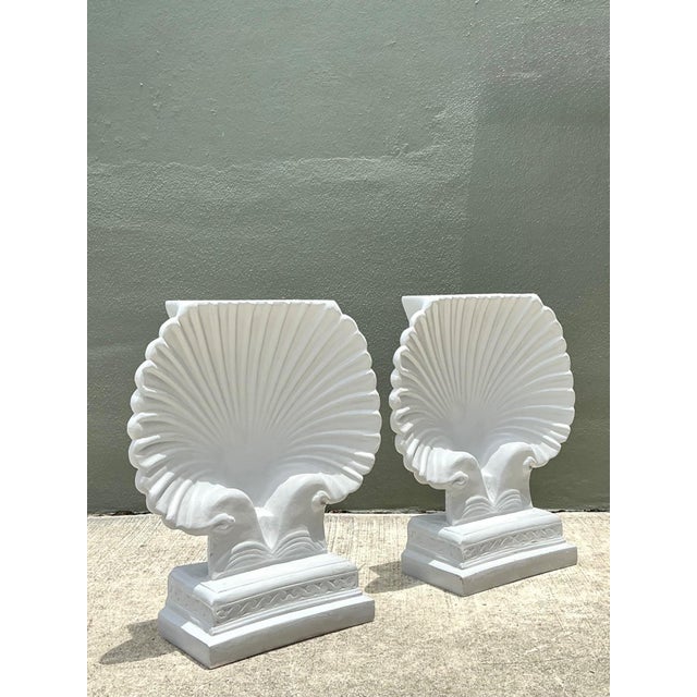 Vintage Clam Shell Pedestals - Set of 2 For Sale - Image 10 of 18