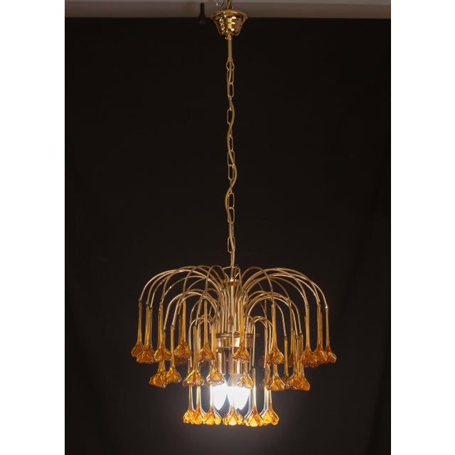 Metal Marilyn Monroe, Orange Murano Glass Flowers Drops Chandelier, 1970s For Sale - Image 7 of 18