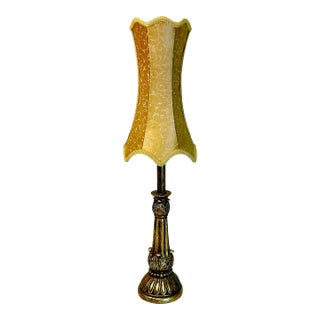 Late 20th C Vintage French Neoclassical Acanthus Leaf Candlestick Nightlight Table Lamp For Sale