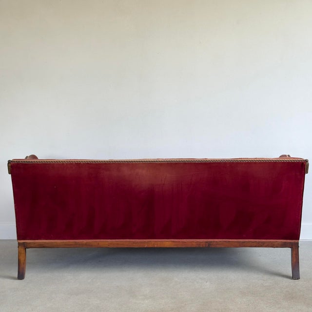 French Antique Rose Velvet Hand-Carved Sofa For Sale - Image 3 of 12