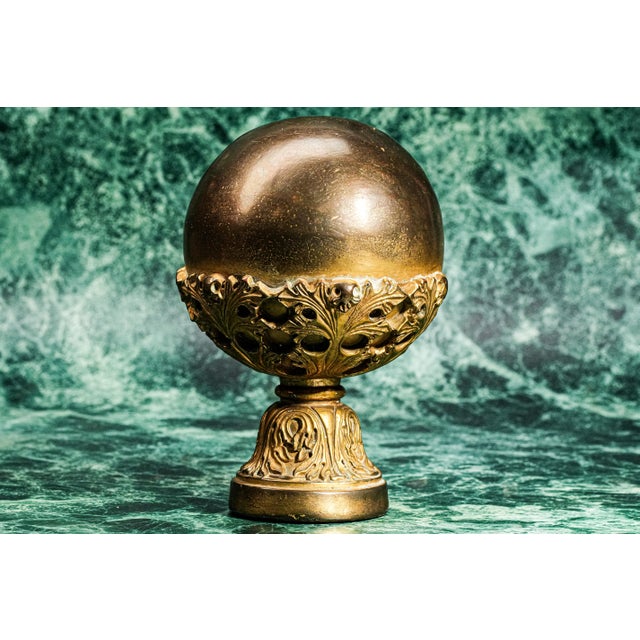 Art Nouveau Beautiful Antique Ornate Gold Decorative Ball Orb Home Decor Art Decorative Object Architectural Salvage For Sale - Image 3 of 10