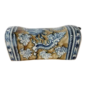 Late 19th Century Chinese Porcelain Dragon Motif Toad Spout Opium Pillow