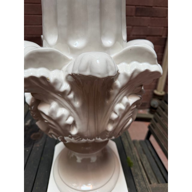 Baroque Monumental Mid-Century Viúva Lamego Portuguese White Glazed Ceramic Finial, 48.5” For Sale - Image 3 of 12