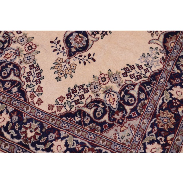 Shabby Chic Elegant 1990's Pak-Persian Ivory/Blue Wool Rug - 2'7'' X 4'2'' For Sale - Image 3 of 9