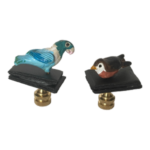 1970s Birds Figurines Pair Lamp Finials