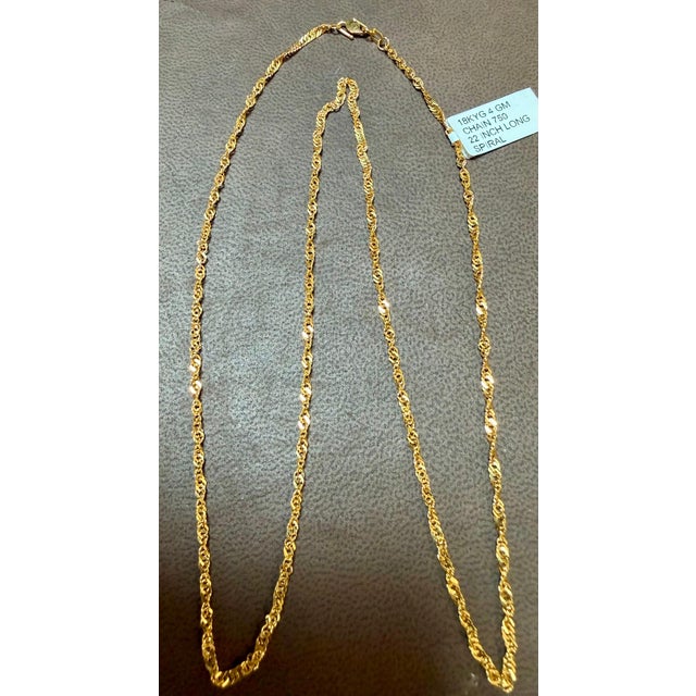 Gold Vintage 18 Karat Yellow Gold 4 Gm, Link Chain, 2.0 Mm Necklace, 22" Long For Sale - Image 8 of 8