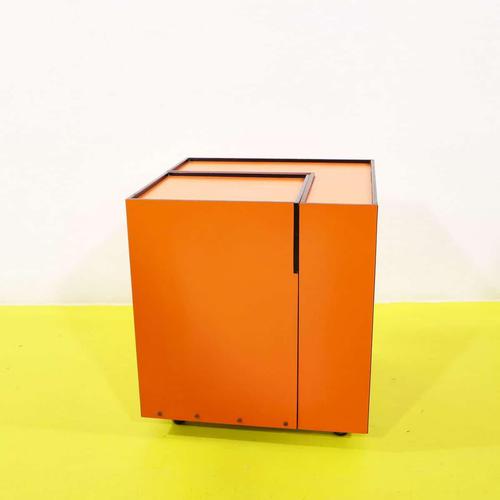 Orange Laminated Sewing Machine Cube on Wheels For Sale - Image 11 of 11