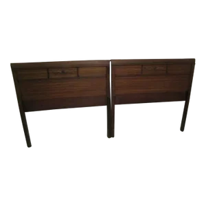 1980s Vintage Mid Century Twin Headboard Mahogany Set of Two