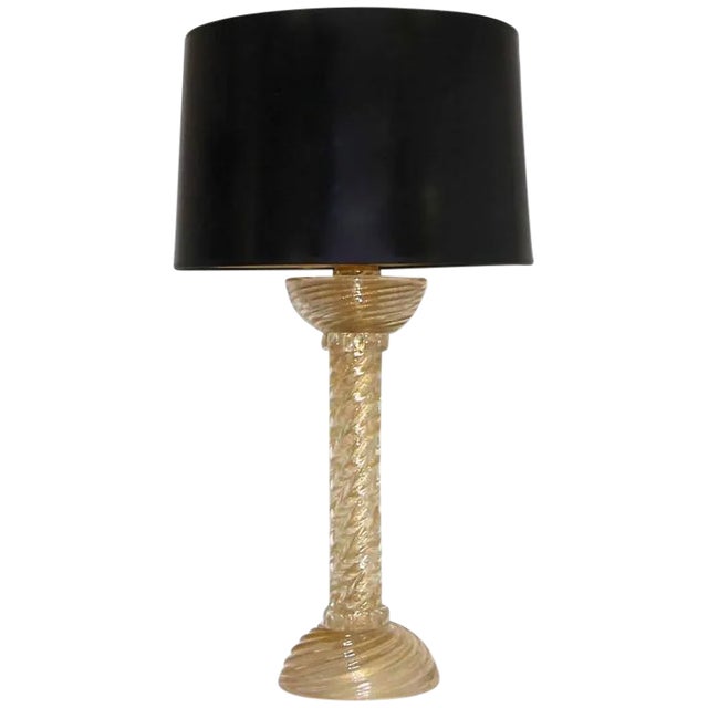 1960s Barovier Murano Gold Twisted Glass Table Lamp For Sale