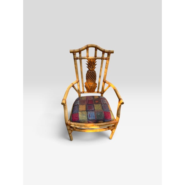 Set of 4 Vintage Tropical Regency Rattan Pineapple Armchairs, in the Style of Palecek For Sale - Image 9 of 12