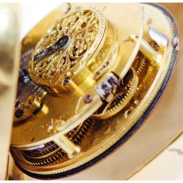 Desk Clock French Ormolu Gilt Bronze Verge Fusee Memento Mori Skull Bones For Sale - Image 9 of 17