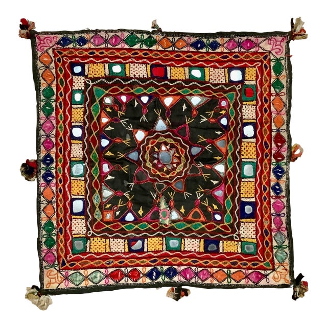 1990s Rajastan Indian Vintage Embroidered Textile Decor Art For Sale
