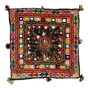 1990s Rajastan Indian Vintage Embroidered Textile Decor Art