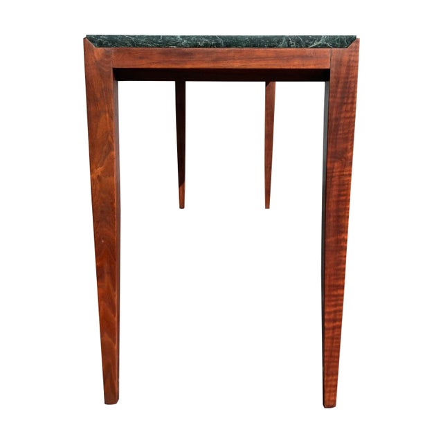 Stunning Console Table. Solid walnut base with marble top. Excellent craftsmanship.