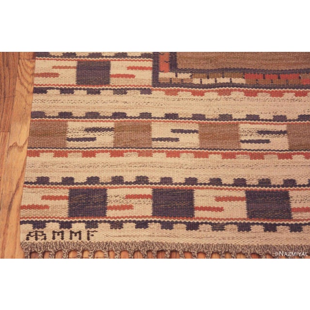 Mid-Century Modern Nazmiyal Collection Vintage Marta Maas Sommarmattan Kilim Rug For Sale - Image 3 of 8