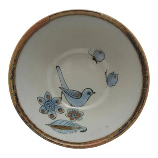 Ken Edwards El Palomar Blue Bird Butterfly Tonala Mexico Pottery 6 1/4" Bowl For Sale