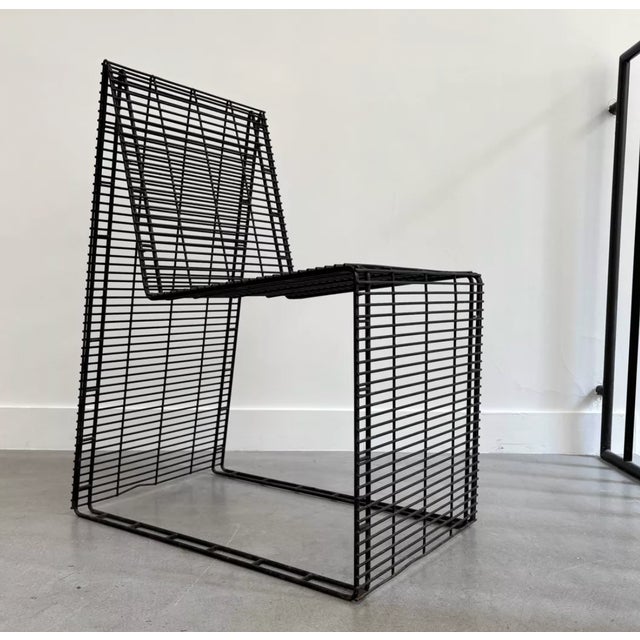 Mid-Century Modern Vintage Graphic Metal Chair, 1990s For Sale - Image 3 of 9