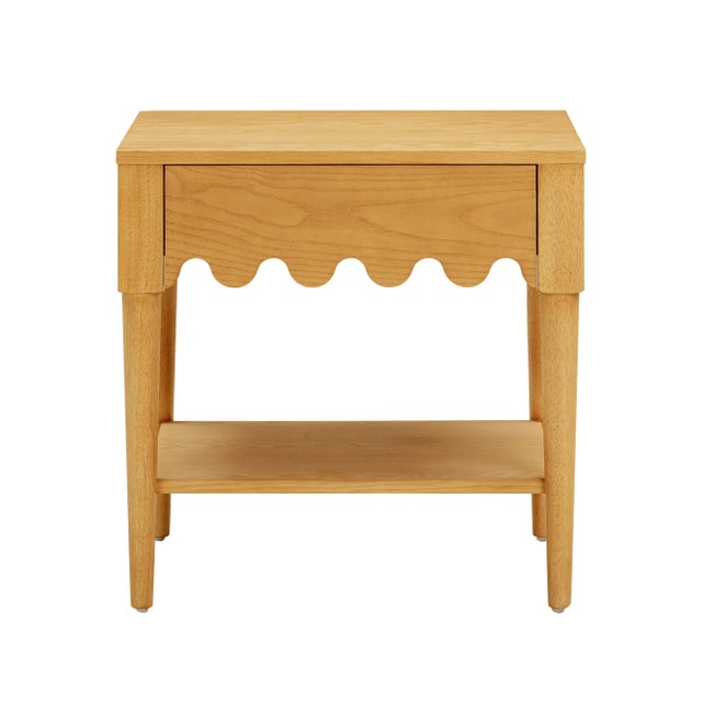 Transitional Oodle Wavy Scallop Natural Ash Nightstand For Sale - Image 3 of 7