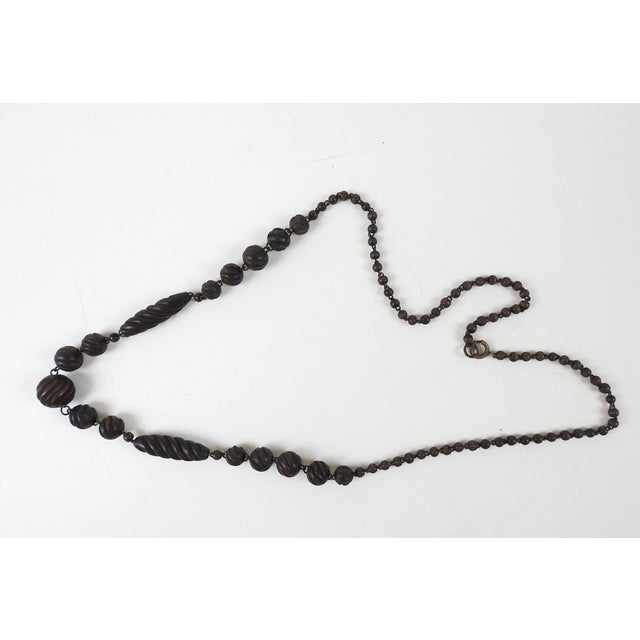 Vintage Handcarved Wood Bead Necklace For Sale - Image 4 of 7