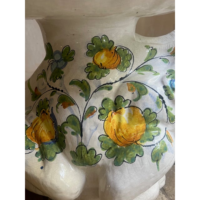 Vintage Italian Ceramic Frog Garden Stool, Hand-Painted, 1960s For Sale - Image 9 of 12