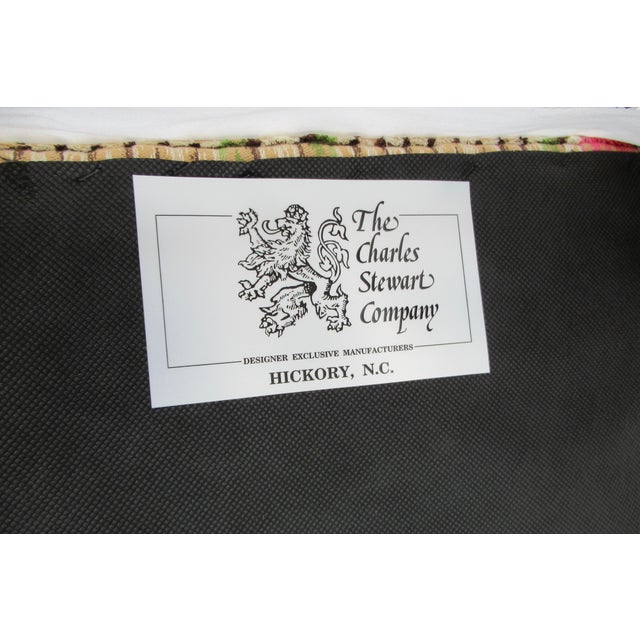 Vintage Charles Stewart Furniture Company Button-Tufted Long Bench With Pierre Frey Textile For Sale - Image 17 of 18