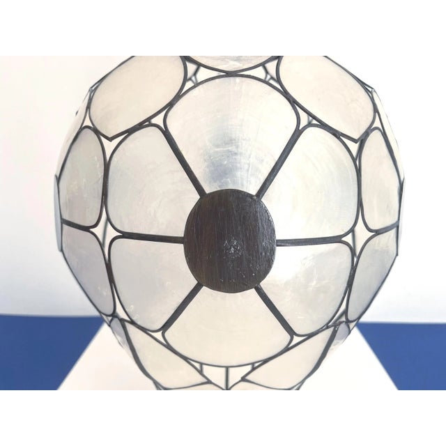 Feldman Capiz Shell Floral Pendant Light, 1960s For Sale - Image 15 of 18