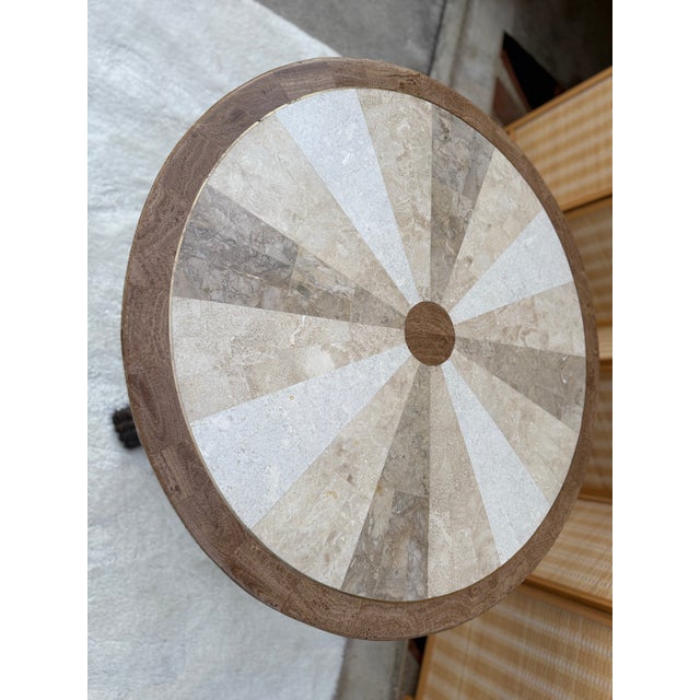 1980s Round Regency Style Center Table With Koi Motif Pedestal For Sale - Image 9 of 16