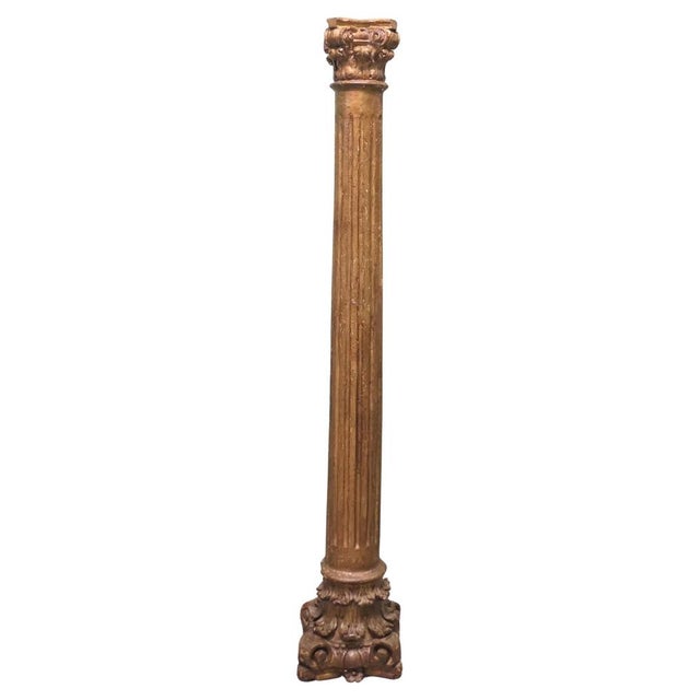 French Carved Gilt Corinthian Column For Sale - Image 10 of 10