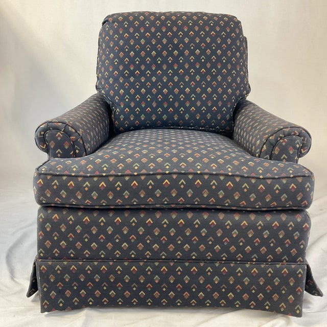 Vintage Henredon Custom Folio Collection Club Chair in Navy
