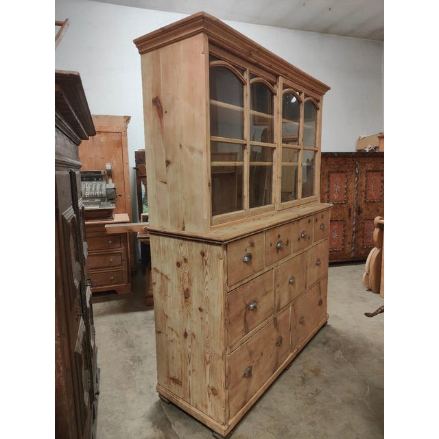 Magnificent and rare Swiss pine sideboard from the Sarntal Valley, dating back to the late 19th century, constructed in...
