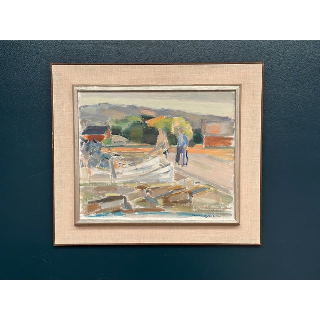 Anders A. Jönsson, Marina, 1950s, Oil Painting on Canvas, Framed For Sale - Image 10 of 18