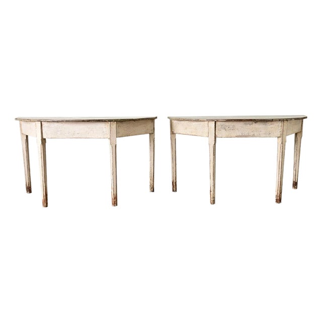 Swedish 20th Century Pair of Demilune Consoles For Sale