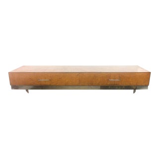 Mid-Century Burlwood Floating Console Table, Desk For Sale