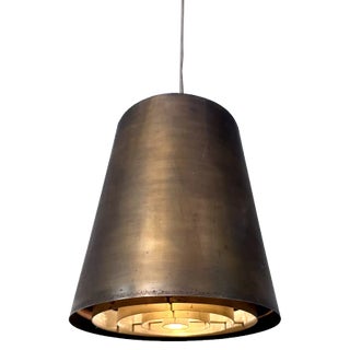 Brutalist Conical Bronze and Brass Metal Hanging Lamp, Germany, 1950s For Sale