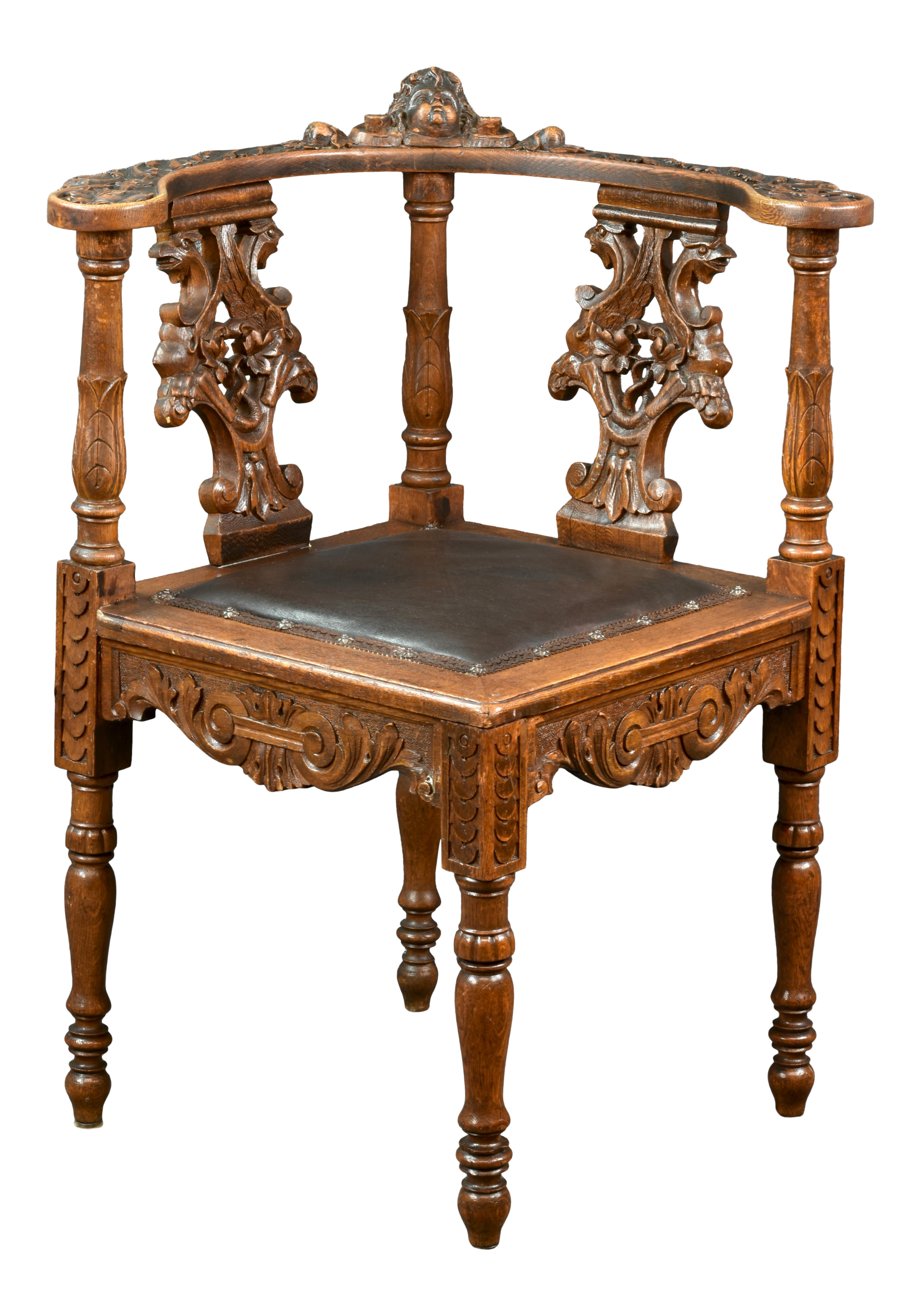 1930s Vintage Victoria Oak Corner Chair - image 0