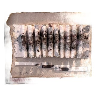 Mid 20th Century E. Rose Signed Mixed Media Textured Fiber Paper Art in Frame 16" x 18.25" For Sale