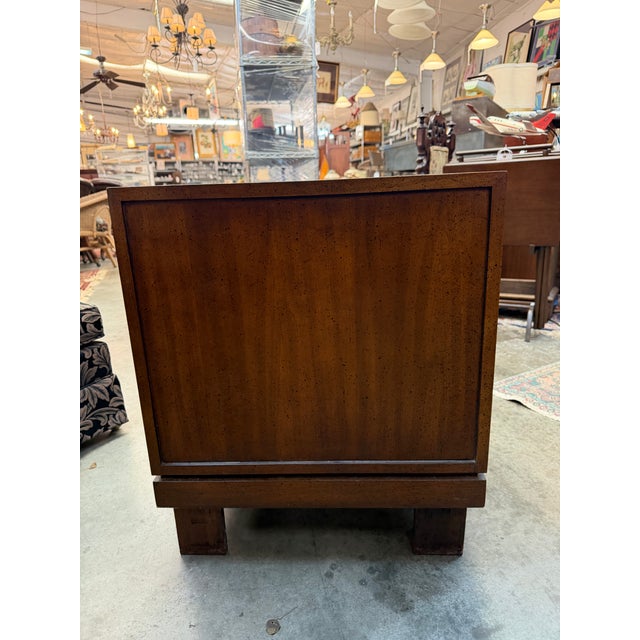 Wood Vintage Mid-Century Modern 3-Drawer Campaign Nightstand For Sale - Image 7 of 8