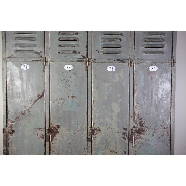Gray Industrial Four-Door Locker Cabinet, Czechoslovakia, 1960s For Sale - Image 8 of 18
